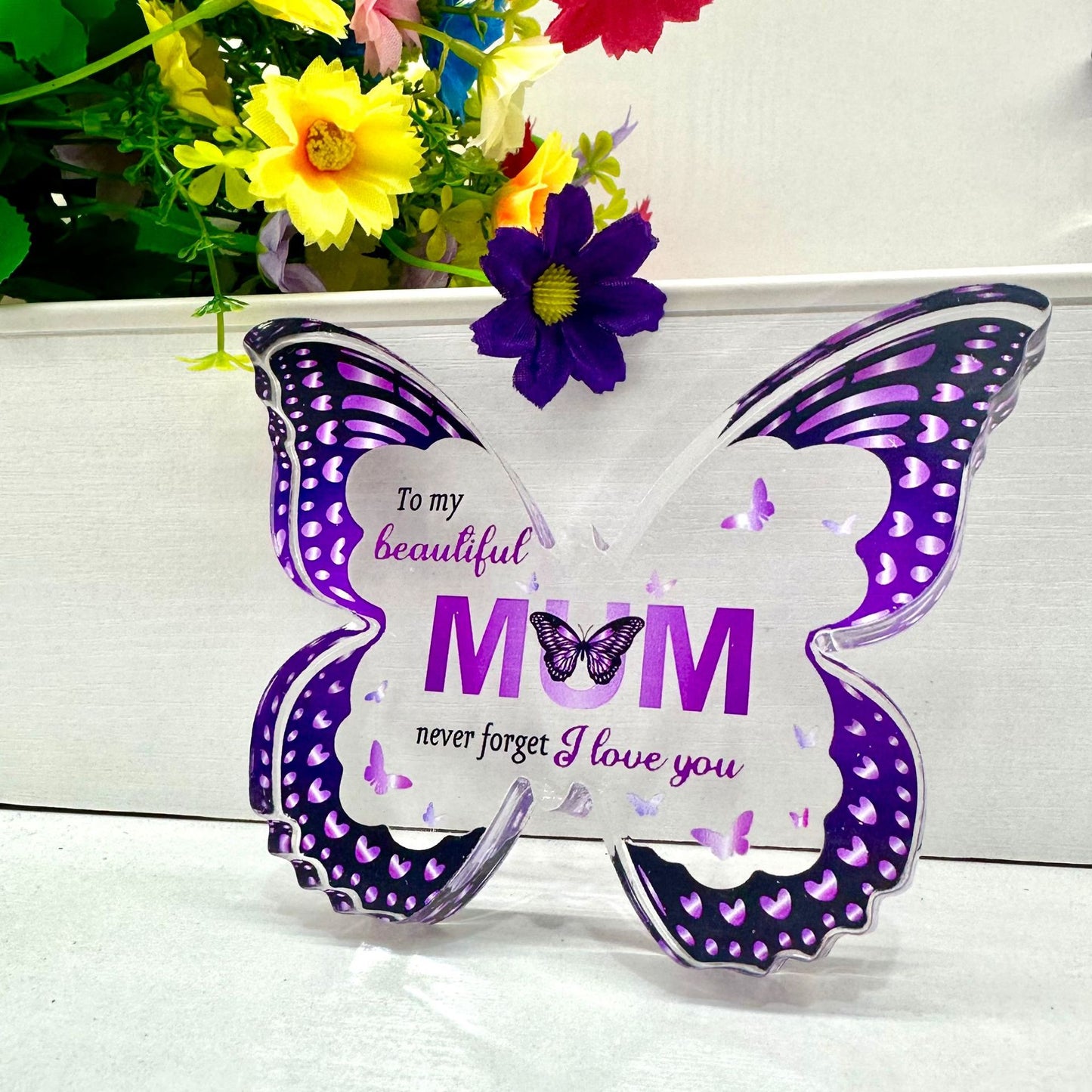 Purple Butterfly Transparent Acrylic Mother's Day Birthday Gift Home Decoration
